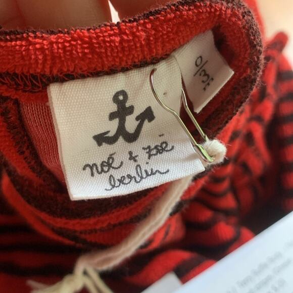 Noe & Zoe Terry Ruffle Body Onesie Red Stripes Size 0-3M NWT - Picture 6 of 8